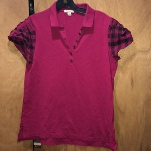 Women’s magenta Burberry polo